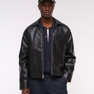 NWT Abercrombie Men's Black Leather Jacket